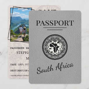 Save The Date Passeport d'Afrique du Sud Grey