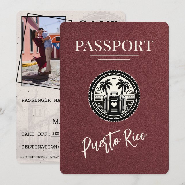 Save The Date Passeport de Bourgogne Porto Rico (Devant / Derrière)
