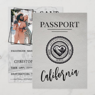Save The Date Passeport De Californie Blanche Enregistrer La Dat