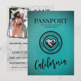 Save The Date Passeport De Californie turquoise Enregistrer La D