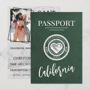Save The Date Passeport De Californie Verte Enregistrer La Date