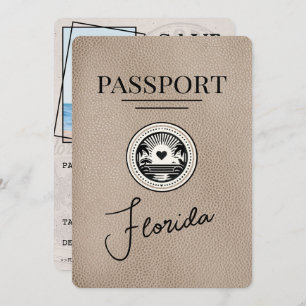 Save The Date Passeport De Floride Beige Enregistrer La Date
