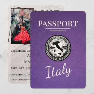 Save The Date Passeport de l'Italie pourpre