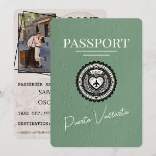 Save The Date Passeport de Sage Green Puerta Vallarta