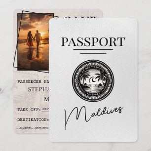 Save The Date Passeport des Maldives blanches Enregistrer la dat