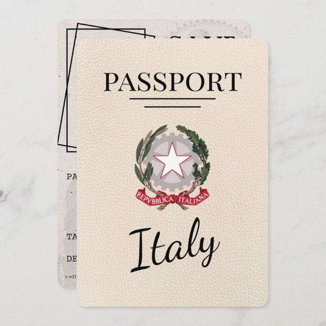 Save The Date Passeport d'Italie (Devant / Derrière)
