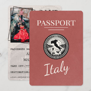 Save The Date Passeport d'Italie de Bourgogne légère