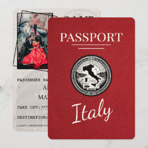 Save The Date Passeport d'Italie rouge