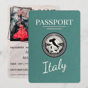 Save The Date Passeport d'Italie Turquoise