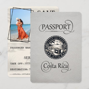 Save The Date Passeport du Costa Rica blanc