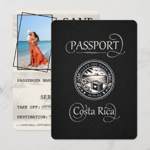 Save The Date Passeport du Costa Rica noir
