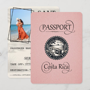 Save The Date Passeport du Costa Rica rose