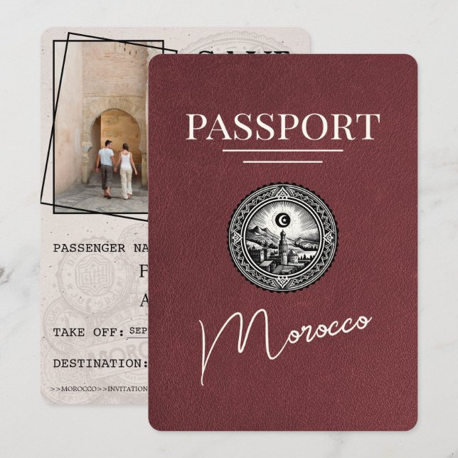 Save The Date Passeport Du Maroc De Bourgogne Enregistrer La Dat (Devant / Derrière)