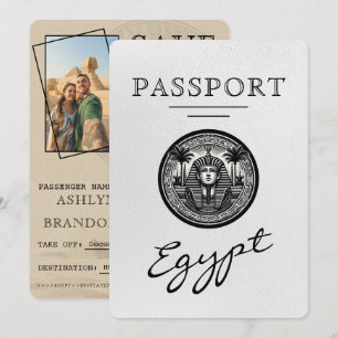 Save The Date Passeport Égypte Blanc Mariage Enregistrer la Date