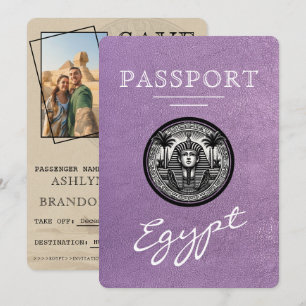 Save The Date Passeport Égypte Lavande Mariage Enregistrer la Da