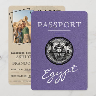 Save The Date Passeport Egypte Mariage Lilac Sauvegarder la Date