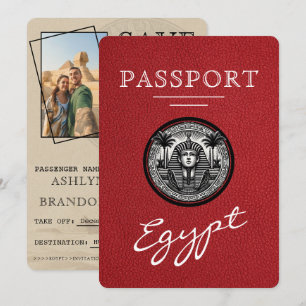 Save The Date Passeport Égypte Rouge Mariage Enregistrer la Date