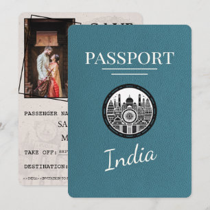 Save The Date Passeport Inde turquoise Enregistrer La Date