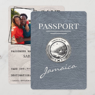 Save The Date Passeport Jamaïque Argent Enregistrer La Date