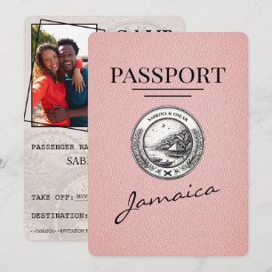 Save The Date Passeport Jamaïque Rose Enregistrer La Date