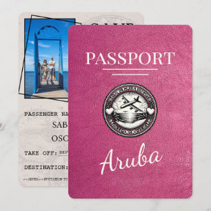 Save The Date Passeport Magenta Pink Aruba Enregistrer La Date