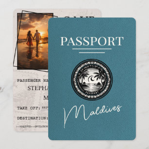 Save The Date Passeport Maldives turquoise Enregistrer La Date
