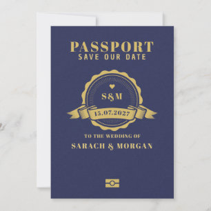 Save The Date Passeport Mariage de Destination Monogramme
