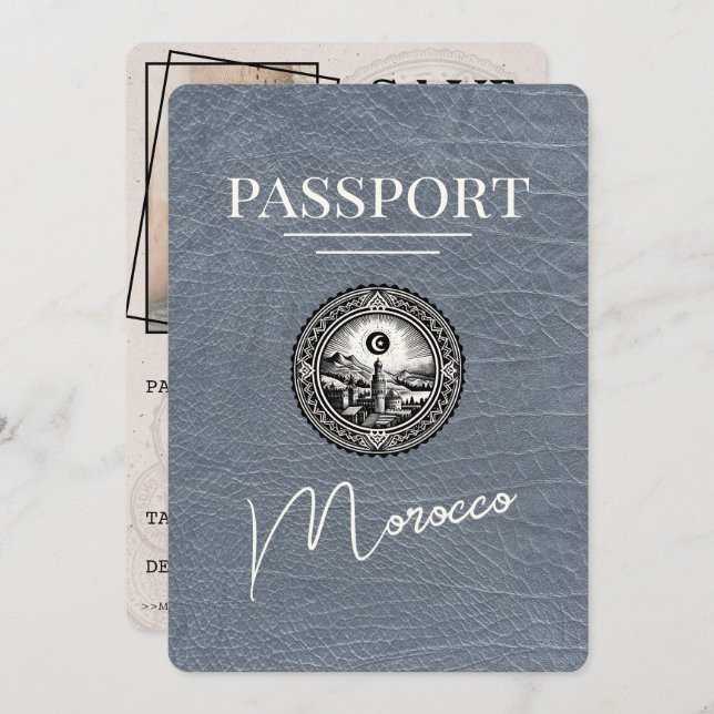 Save The Date Passeport Maroc Argent Enregistrer La Date (Devant / Derrière)