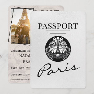 Save The Date Passeport Paris Blanc Enregistrer La Date