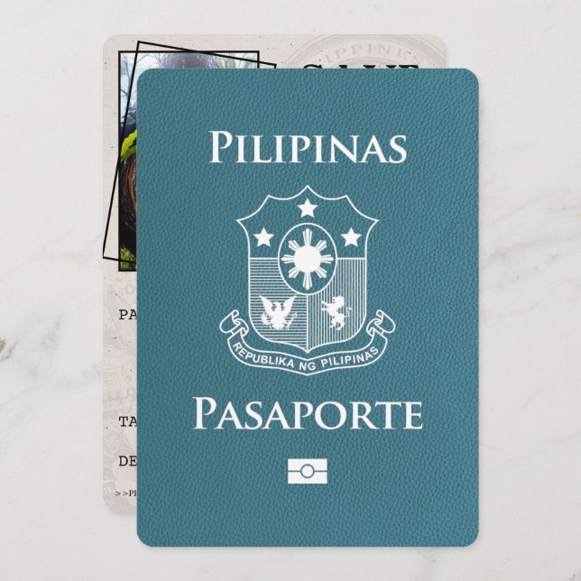 Save The Date Passeport Philippines turquoise Enregistrer La Dat (Devant / Derrière)