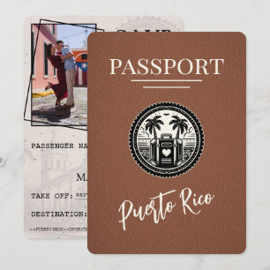 Save The Date Passeport Porto Rico Brown