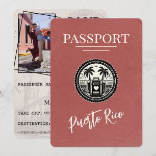 Save The Date Passeport Porto Rico en Bourgogne légère