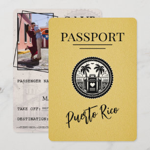 Save The Date Passeport Porto Rico jaune