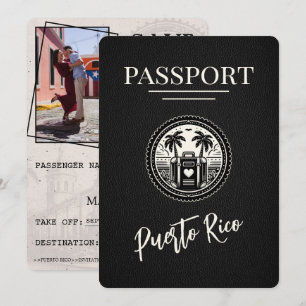 Save The Date Passeport Porto Rico noir
