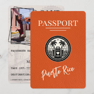 Save The Date Passeport Porto Rico Orange