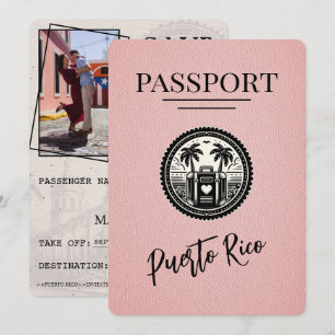 Save The Date Passeport Porto Rico rose