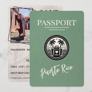 Save The Date Passeport Porto Rico Sage Green