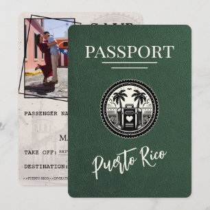 Save The Date Passeport Porto Rico vert