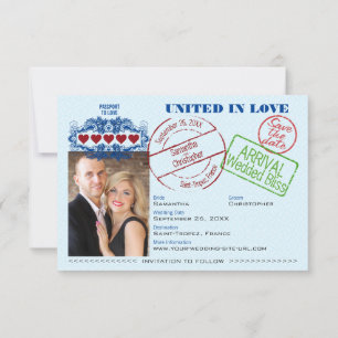 Save The Date Passeport pour aimer Amusants Destination Mariage