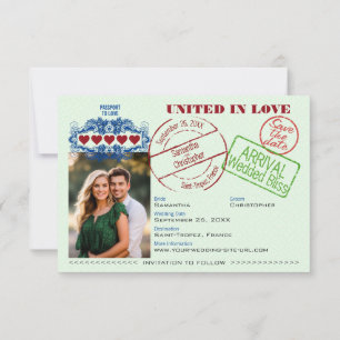 Save The Date Passeport pour Aimer Amusants Destination Mariage 