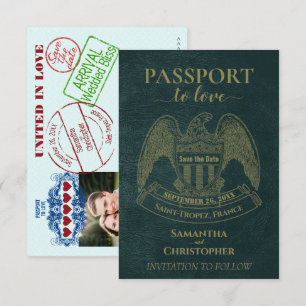 Save The Date Passeport pour aimer Mignonne destination amusante