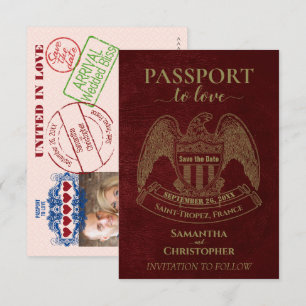Save The Date Passeport pour des noces fantaisistes de destinati