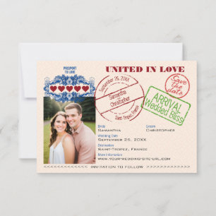 Save The Date Passeport pour la destination de mariage amusante