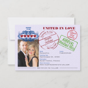 Save The Date Passeport pour une destination de mariage adorable