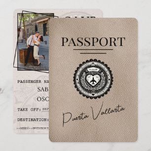 Save The Date Passeport Puerta Vallarta Beige Enregistrer La Dat