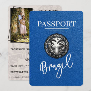 Save The Date Passeport Royal Bleu Brésil Enregistrer La Date