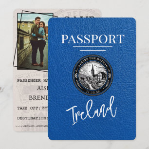 Save The Date Passeport Royal Blue Ireland Enregistrer La Date