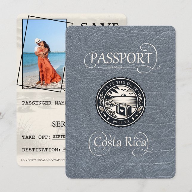 Save The Date Passeport Silver Costa Rica (Devant / Derrière)