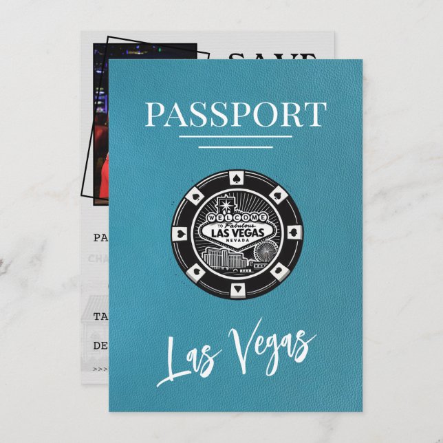 Save The Date Passeport turquoise Las Vegas Enregistrer La Date (Devant / Derrière)