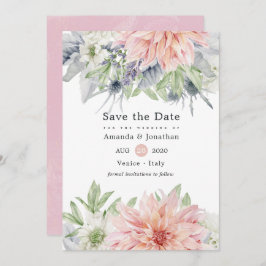 Save The Date Pastel Blush Rose Dahlia Mariage Enregistrer La Da
